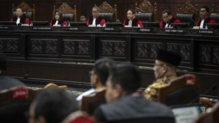 MK Belum Tentu Jadikan 14 Amicus Curiae yang Diterima Sebagai Pertimbangan Sengketa Hasil Pilpres. (ANTARA FOTO/Aprillio Akbar).